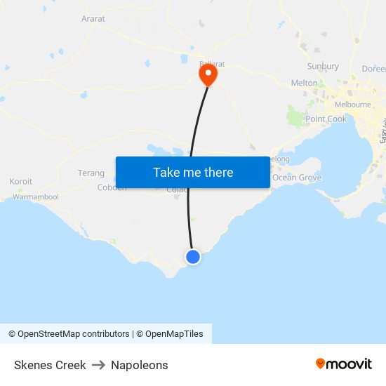 Skenes Creek to Napoleons map