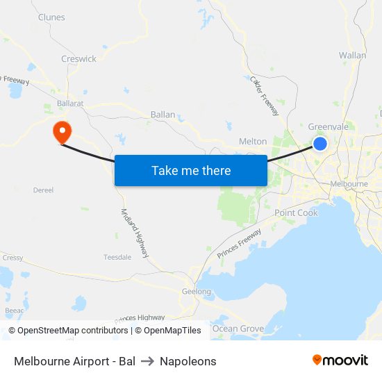 Melbourne Airport - Bal to Napoleons map