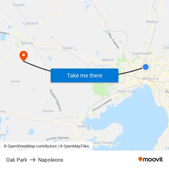 Oak Park to Napoleons map