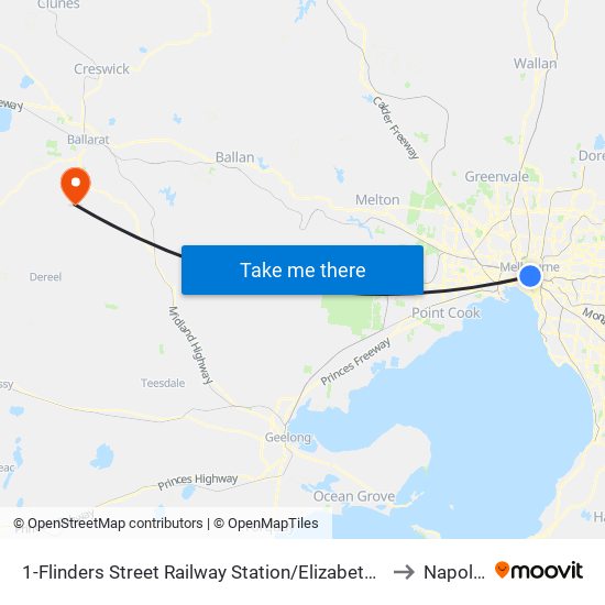 1-Flinders Street Railway Station/Elizabeth St (Melbourne City) to Napoleons map