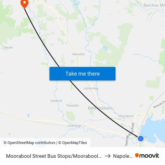 Moorabool Street Bus Stops/Moorabool St (Geelong) to Napoleons map