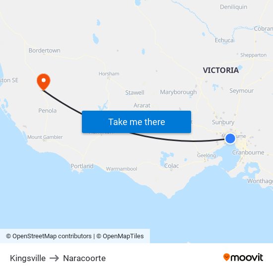 Kingsville to Naracoorte map