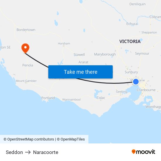 Seddon to Naracoorte map