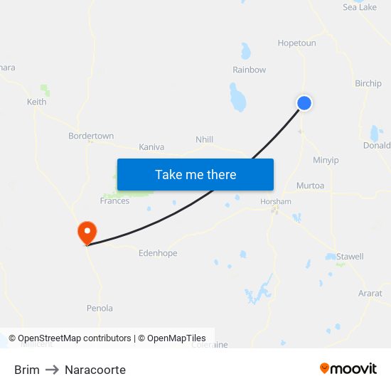 Brim to Naracoorte map