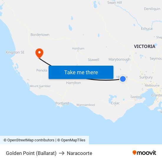 Golden Point (Ballarat) to Naracoorte map