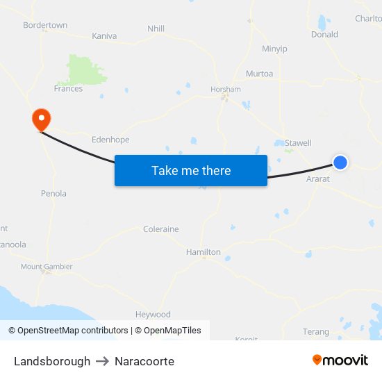 Landsborough to Naracoorte map