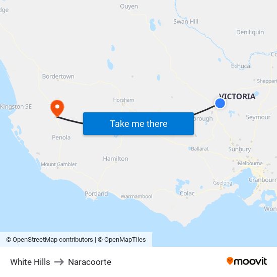 White Hills to Naracoorte map