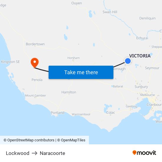 Lockwood to Naracoorte map