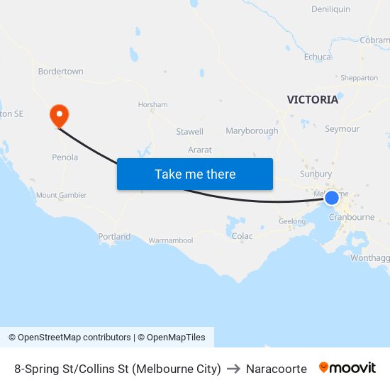 8-Spring St/Collins St (Melbourne City) to Naracoorte map