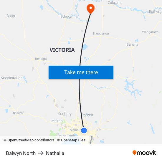 Balwyn North to Nathalia map