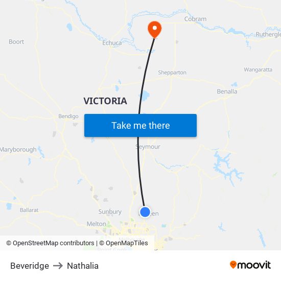Beveridge to Nathalia map