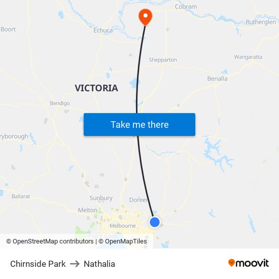 Chirnside Park to Nathalia map
