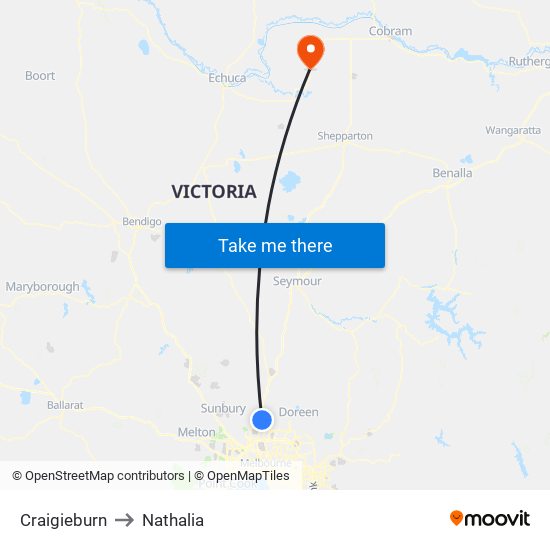 Craigieburn to Nathalia map