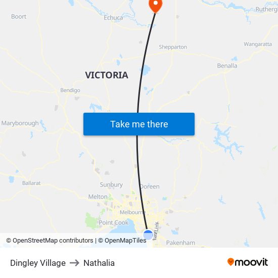 Dingley Village to Nathalia map