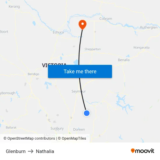 Glenburn to Nathalia map