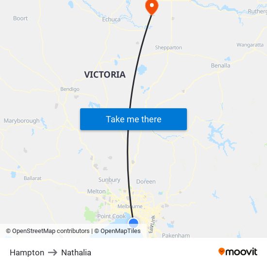 Hampton to Nathalia map