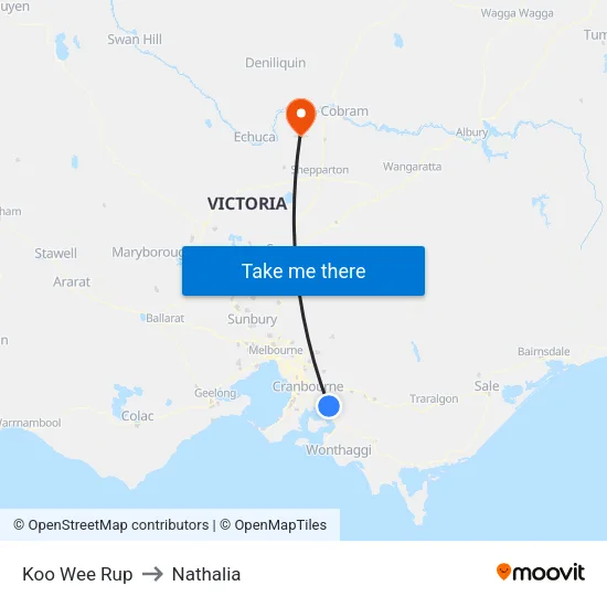 Koo Wee Rup to Nathalia map