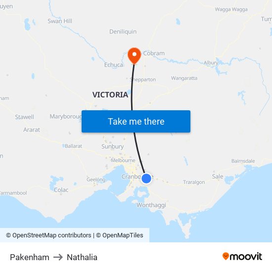 Pakenham to Nathalia map