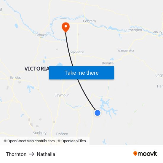 Thornton to Nathalia map