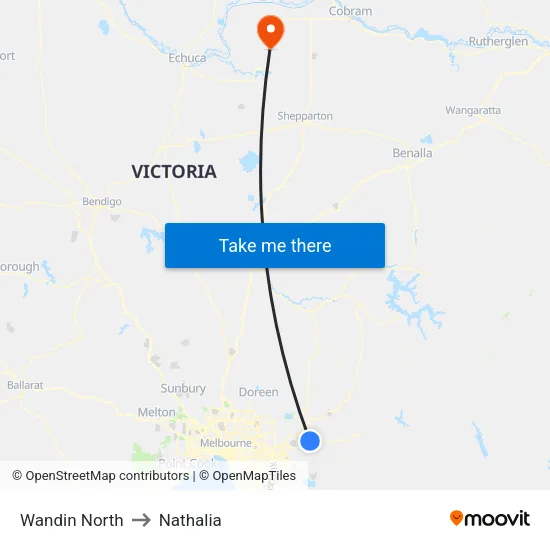 Wandin North to Nathalia map
