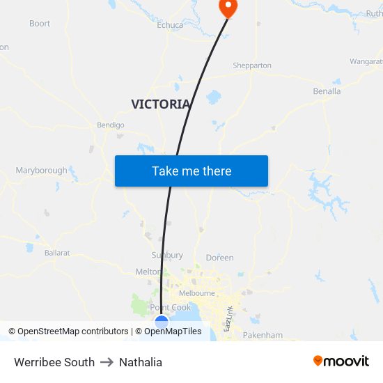 Werribee South to Nathalia map