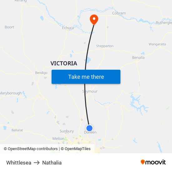 Whittlesea to Nathalia map