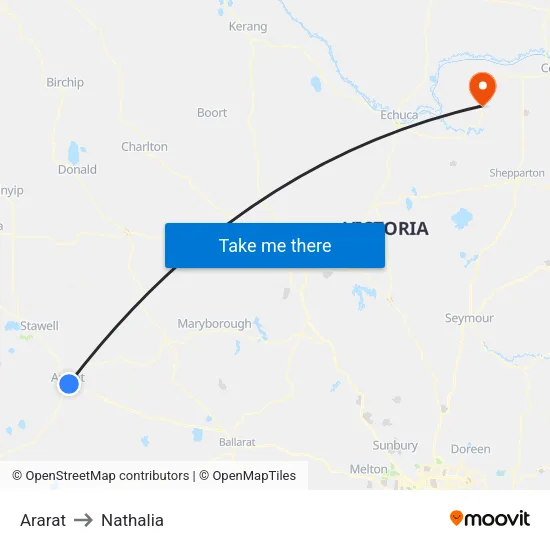 Ararat to Nathalia map