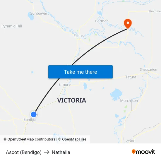 Ascot (Bendigo) to Nathalia map