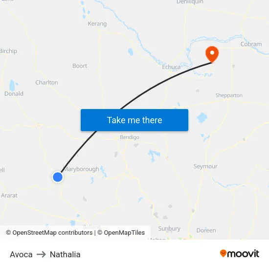 Avoca to Nathalia map
