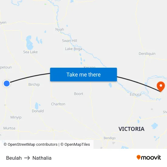 Beulah to Nathalia map