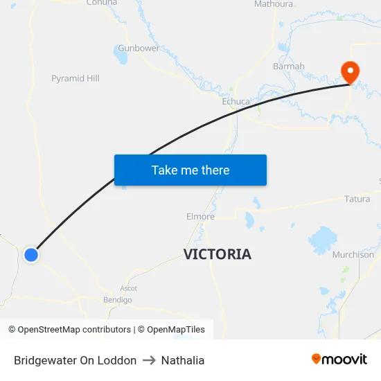 Bridgewater On Loddon to Nathalia map