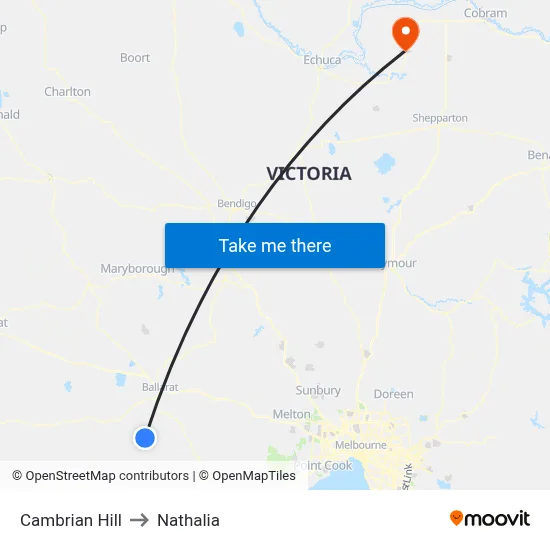 Cambrian Hill to Nathalia map