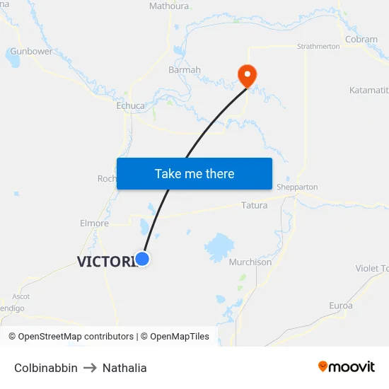 Colbinabbin to Nathalia map