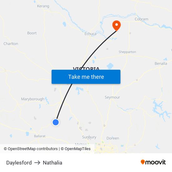 Daylesford to Nathalia map