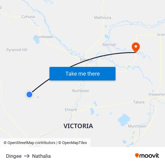Dingee to Nathalia map