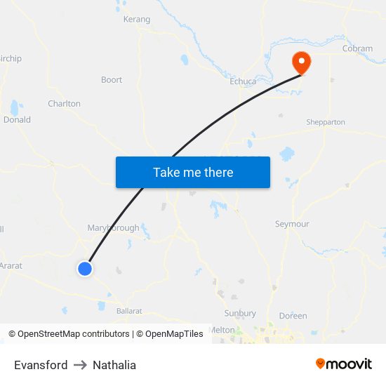 Evansford to Nathalia map