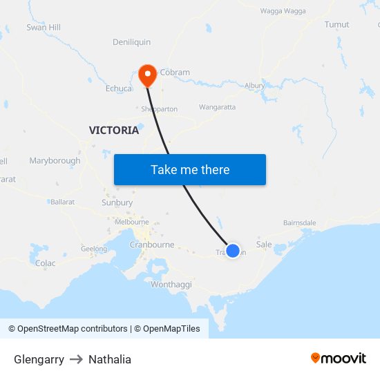 Glengarry to Nathalia map