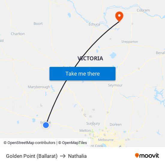 Golden Point (Ballarat) to Nathalia map