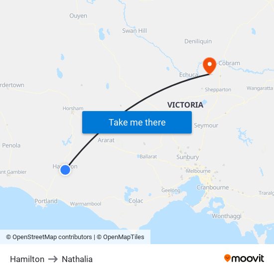 Hamilton to Nathalia map