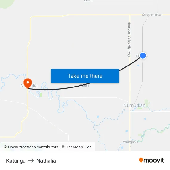 Katunga to Nathalia map