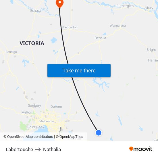 Labertouche to Nathalia map