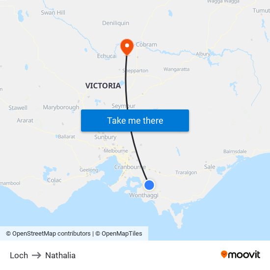 Loch to Nathalia map