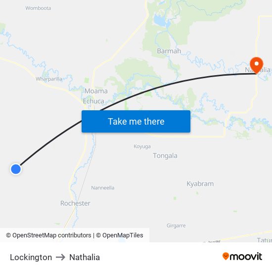 Lockington to Nathalia map