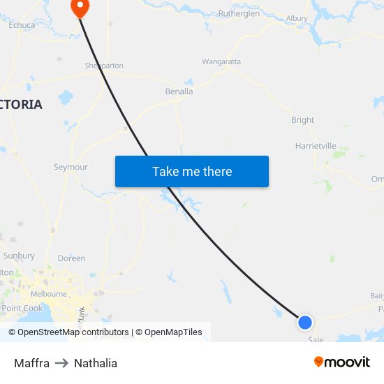 Maffra to Nathalia map