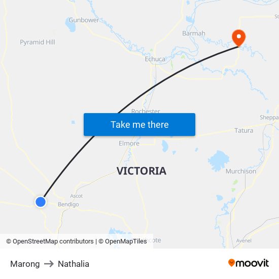 Marong to Nathalia map