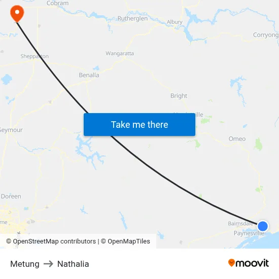 Metung to Nathalia map