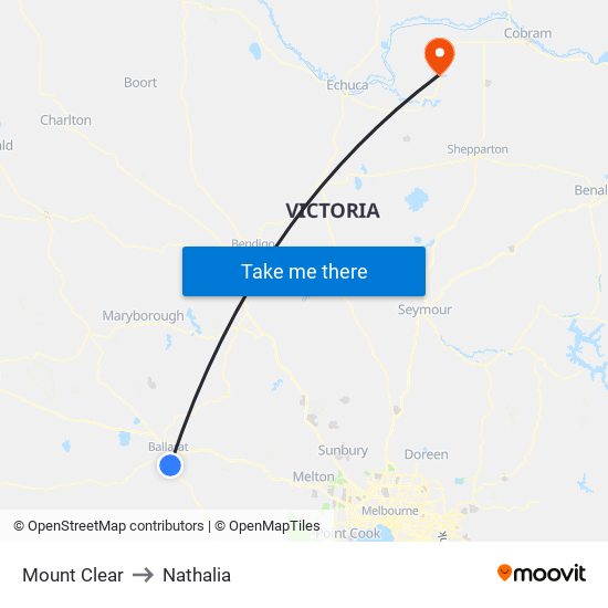 Mount Clear to Nathalia map