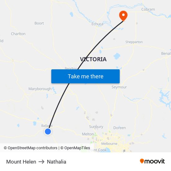 Mount Helen to Nathalia map