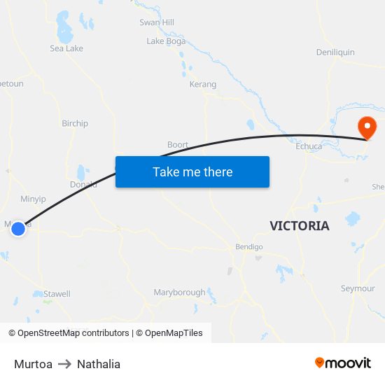 Murtoa to Nathalia map