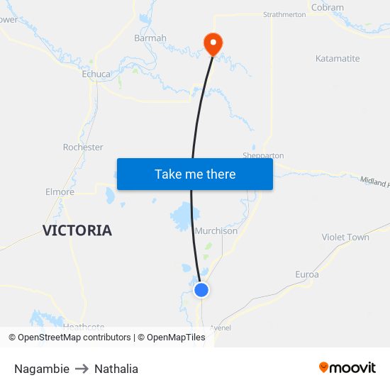 Nagambie to Nathalia map